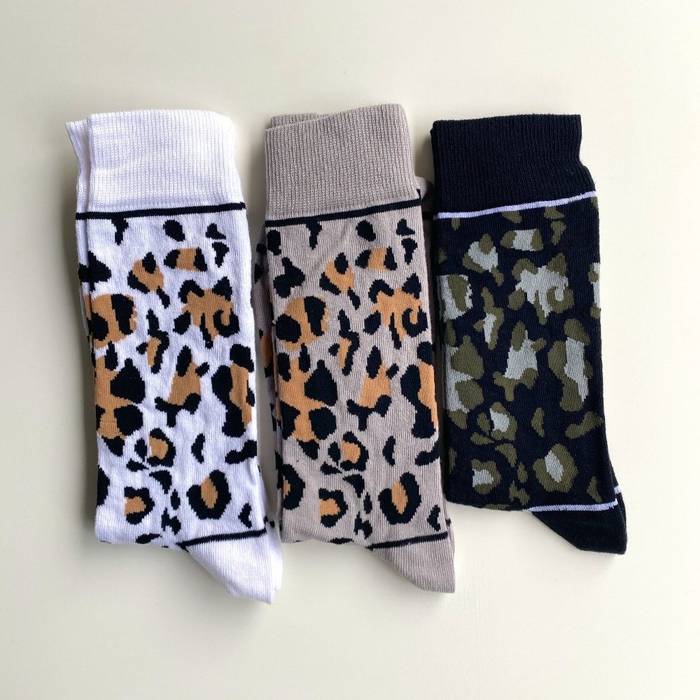 Men's Leopard Print 3 Pack Socks